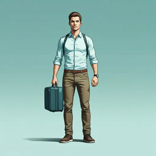 KI-generiertes Symbolbild: Illustration: Mann mit Koffer beim Wechsel – Fahrschule wechseln in Hamburg